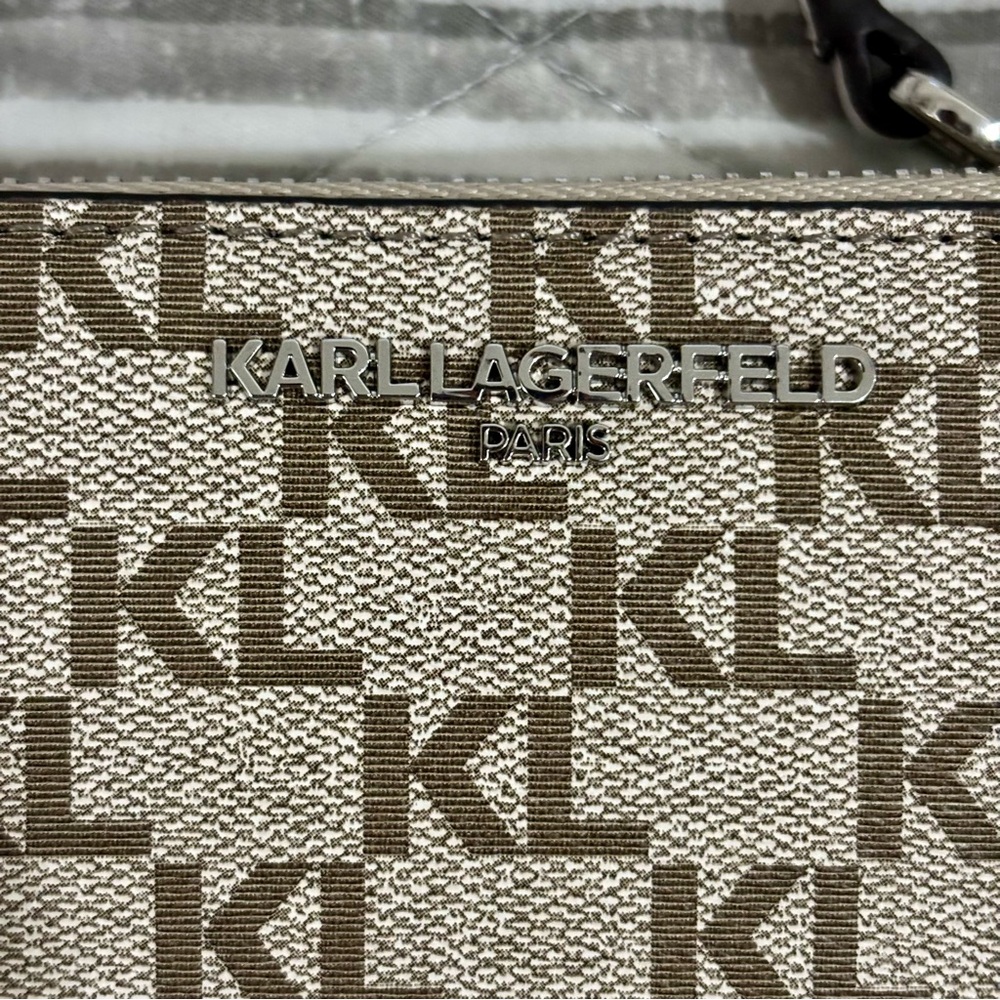 Karl Lagerfeld Paris SLG Crossbody Beige Taupe Handbag - Picture 4 of 15